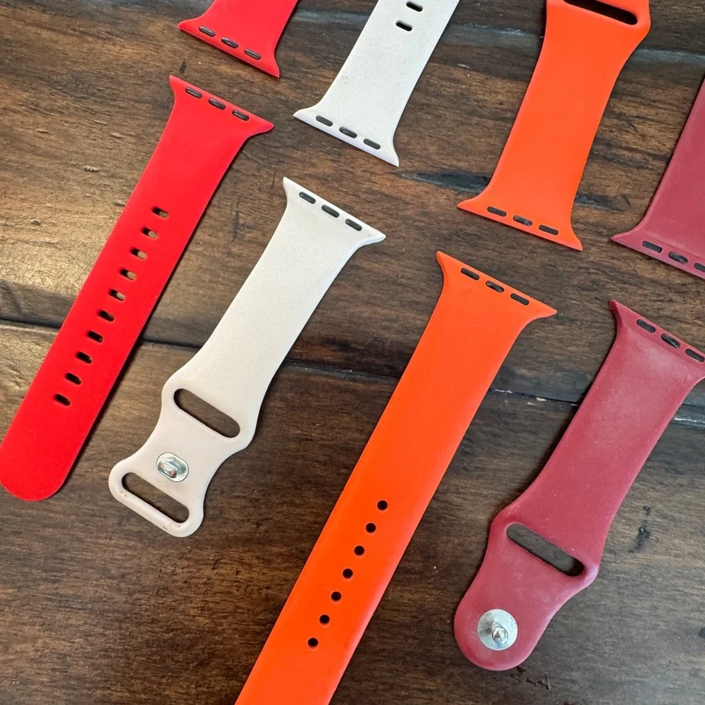 Smartwatch Silicone Bands - Red, Orange, White-Size 44